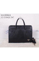 Replica Prada Original Leather Briefcase P8640 Black VS07066
