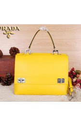 Replica Prada Original Leather Tote Bags BN9005 Yellow VS05435
