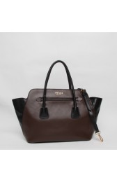 Replica Prada Original Soft Calfskin Leather Tote Bag BN2673 in Coffee with Black XZ VS00929