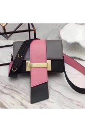 Replica Prada Plex Ribbon Calf Leather Bag Grey & Black & Pink 1BD068 VS01792