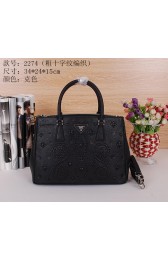 Replica Prada Saffiano Embroidered Tote Bag B2274 Black VS09608
