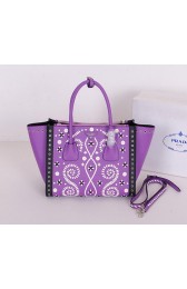 Replica Prada Saffiano Embroidered Tote Bag BN2619E Purple VS08395