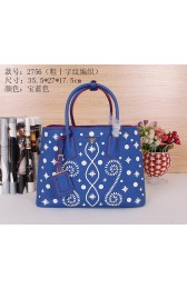 Replica Prada Saffiano Embroidered Tote Bags B2756 Royal VS03891