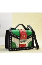 Replica Prada Saffiano Leather Flap Bag BN0969 Black&White&Green&Red VS09881