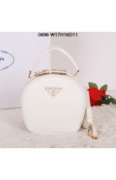 Replica Prada Saffiano Leather Hobo Bag BL0896 OffWhite VS05055