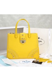 Replica Prada Saffiano Leather Woman Tote Bag LSS 2752 in Yellow with Gold Hardware VS05444