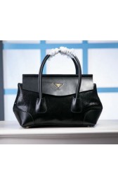 Replica Prada Snake Leather Tote Bag P1168 Black VS05520