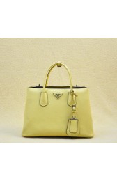 Replica Prada Twin Saffiano Cuir Leather Tote Bag BN2748 Lemon VS00611