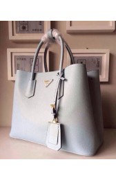 Replica Prada Twin Saffiano Leather Cuir Large Tote BN2756 in Light Blue with Gold Hardware Mingd VS02720