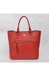 Replica Prada Vitello Daino Shopper Tote BN2754 in Red Original Clafskin Leather XZ VS07765