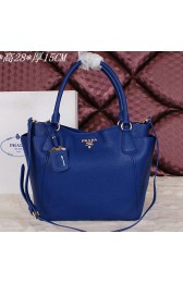 Replica Prada Vitello Daino Tote Bags Grainy Leather BR2435 Blue VS04375