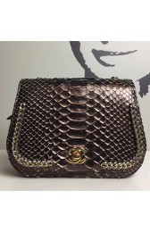 Replica Quality Chanel Snake Leather Flap Shoulder Bag Gold A98774 VS00548