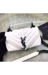 Replica Saint Laurent College Chain Wallet in White Matelasse Leather 201130 VS09718