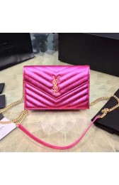 Replica Saint Laurent Envelope Chain Wallet in Rose Grained Calfskin 201120 VS05791