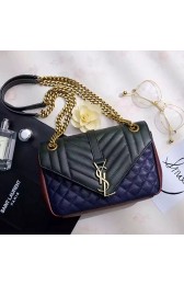 Replica Saint Laurent Monogram Chain Shoulder Bag in Green&Red&Blue Calfskin 428125 VS04772