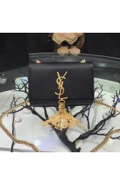 Replica Saint Laurent Small Kate Monogram Tassel Smooth Leather Shoulder Bag Black Y121260 VS04025