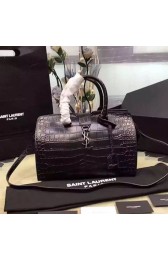 Replica Saint Laurent Small Monogram Cabas Bag in Black Croco Leather 394462 VS07381