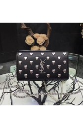 Replica Saint Laurent Stud Chain Shoulder Bag In Black Calfskin Leather 360459 VS06379