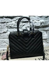 Saint Laurent Cabas Cannage Pattern Leather Top Handle Bag Y2764 Black VS02294