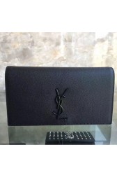 Saint Laurent Cassandre Grained Clutch Bag Black with Black Hardware Y230320 VS01337