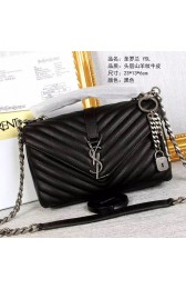Saint Laurent Classic Medium Monogram College Bag In Black Matelasse Leather Y2450 VS02078