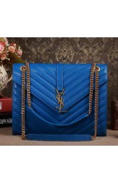 Saint Laurent Classic Monogramme Cannage Pattern Flap Bag Y5480 Blue VS01876