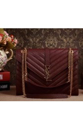 Saint Laurent Classic Monogramme Cannage Pattern Flap Bag Y5480 Burgundy VS01941