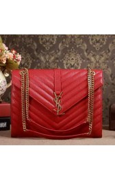 Saint Laurent Classic Monogramme Cannage Pattern Flap Bag Y5480 Red VS05094