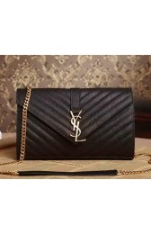 Saint Laurent Classic Monogramme Cannage Pattern Flap Bag Y5482 Black VS07416
