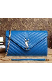 Saint Laurent Classic Monogramme Cannage Pattern Flap Bag Y5482 Blue VS09759