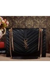 Saint Laurent Classic Monogramme Original Leather Flap Bag Y5480 Black VS02706
