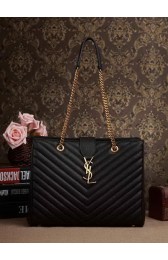 Saint Laurent Classic Monogramme Shopping Tote Bag Cannage Pattern Y5481 Black VS03053