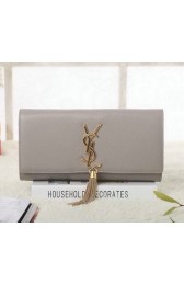 Saint Laurent Classic Monogramme Tassel Cannage Pattern Clutch Y5485 Khaki VS05976