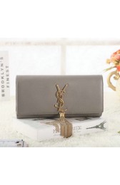 Saint Laurent Classic Monogramme Tassel Original Leather Clutch Y5485 Khaki VS07302