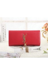 Saint Laurent Classic Monogramme Tassel Original Leather Clutch Y5485 Red VS06985