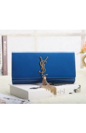 Saint Laurent Classic Monogramme Tassel Patent Clutch Y5485 Blue VS00207