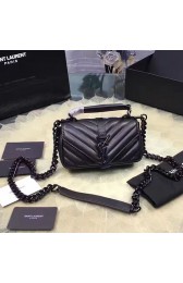 Saint Laurent College Chain Wallet in Black Matelasse Leather 201130 VS02393