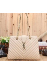 Saint Laurent Large Cabas Cannage Pattern Leather Bag Y26585 OffWhite VS06982