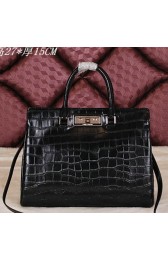 Saint Laurent Medium Trois Clous Croco Leather Tote Bag Y7118 Black VS07740