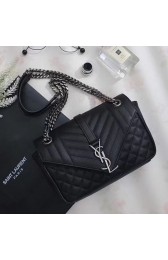 Saint Laurent Monogram Chain Shoulder Bag in Black Calfskin 428125 VS00693