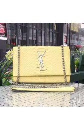Saint Laurent Monogramme Shoulder Bag in Yellow Crocodile Embossed Leather Y1883 VS07800