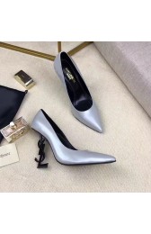 Saint Laurent Patent Leather Pump Silver Y080202 VS03249