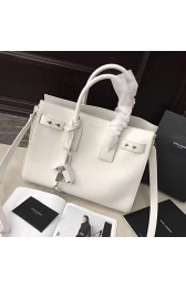 Saint Laurent Sac De Jour Souple Bag in White Grained Leather 464960 VS08063