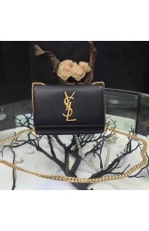 Saint Laurent Small Kate Monogram Smooth Leather Shoulder Bag Black Y121240 VS00393
