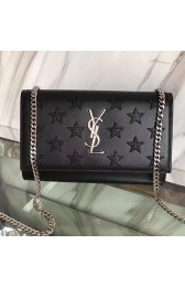 Saint Laurent Stars Chain Shoulder Bag in Black Clafskin Y122250 VS04143