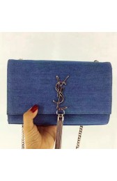 Saint Laurent Tassel Monogramme Chain Bag Medium Blue Denim Y384839 VS09124