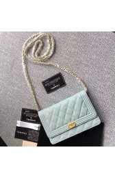 Sale 1:1 Chanel Caviar WOC Chain Wallet Light Blue A80287 VS06264