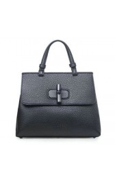 Sale 1:1 Fake Gucci Bamboo Daily Leather Top Handle Bag 370830 Black VS08989