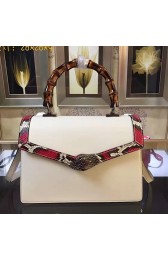 Sale 1:1 Fake Gucci Snake Pattern Leather Bamboo Top Handle Bag Off-white 443682 VS09098