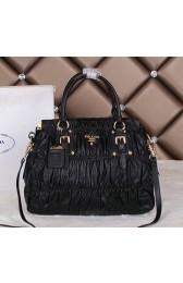 Sale 1:1 Prada BN1336 Gaufre Lambskin Leather Tote Bags Black VS02114